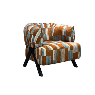 Contemporary Boho Ergonomic Leisure Chair - Comfortable 1-Seater Chenille Cotton-Linen Fabric Accent Chair For Living Room