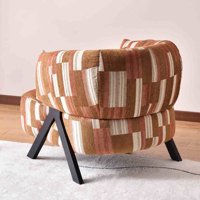 Contemporary Boho Ergonomic Leisure Chair - Comfortable 1-Seater Chenille Cotton-Linen Fabric Accent Chair For Living Room