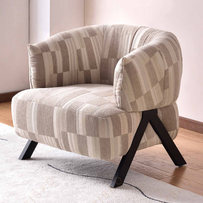 Contemporary Boho Ergonomic Leisure Chair - Comfortable 1-Seater Chenille Cotton-Linen Fabric Accent Chair For Living Room