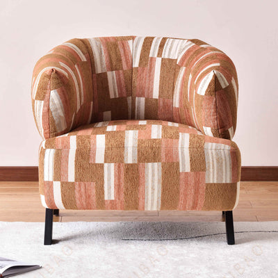 Contemporary Boho Ergonomic Leisure Chair - Comfortable 1-Seater Chenille Cotton-Linen Fabric Accent Chair For Living Room