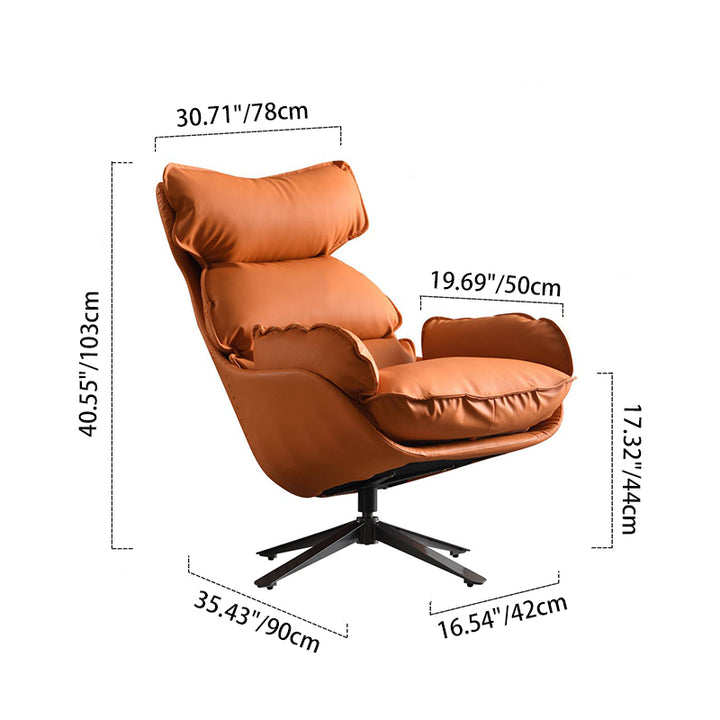 Chaise d'appoint pivotante de luxe contemporaine - chaise de loisir confortable 1 place avec dossier et accoudoirs pour salon et chambre à coucher 