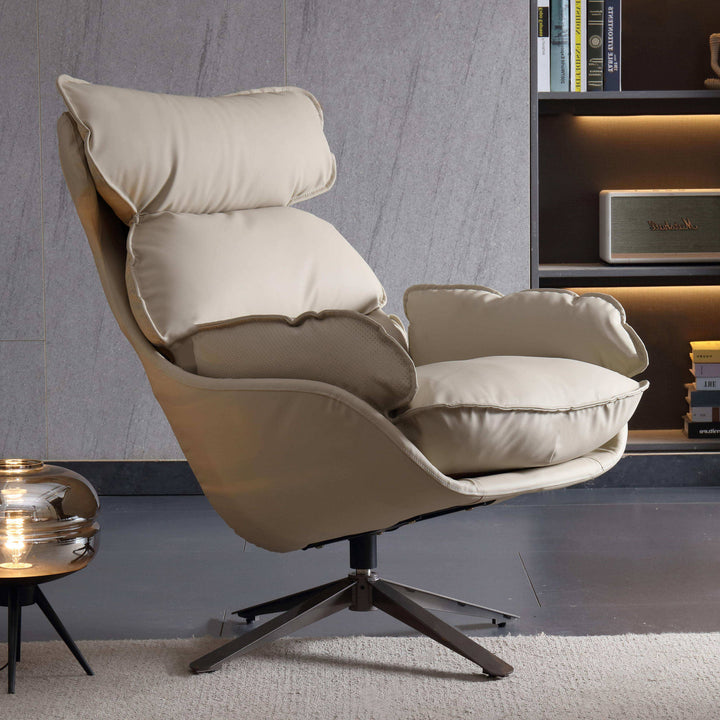 Chaise d'appoint pivotante de luxe contemporaine - chaise de loisir confortable 1 place avec dossier et accoudoirs pour salon et chambre à coucher 