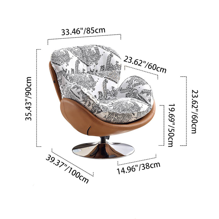 Chaise d'appoint rotative minimaliste moderne - chaise confortable ergonomique avec dossier et accoudoirs pour salon et bureau 