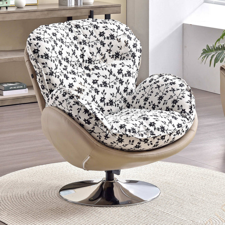 Chaise d'appoint rotative minimaliste moderne - chaise confortable ergonomique avec dossier et accoudoirs pour salon et bureau 