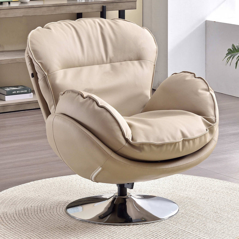 Modern Minimalist Rotatable Accent Chair - Ergonomic Comfort Chair Backrest Armrest For Living Room & Study