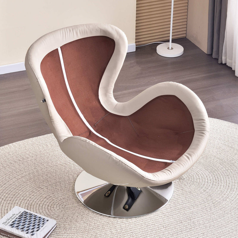 Modern Minimalist Rotatable Accent Chair - Ergonomic Comfort Chair Backrest Armrest For Living Room & Study