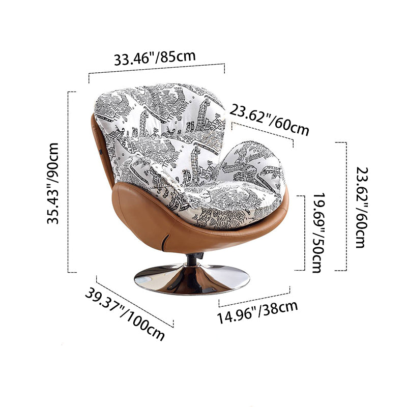 Modern Minimalist Rotatable Accent Chair - Ergonomic Comfort Chair Backrest Armrest For Living Room & Study