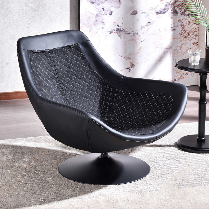 Silent Rotating Scandinavian Accent Chair - Detachable Design Soft Filling Chair For Living Room & Study