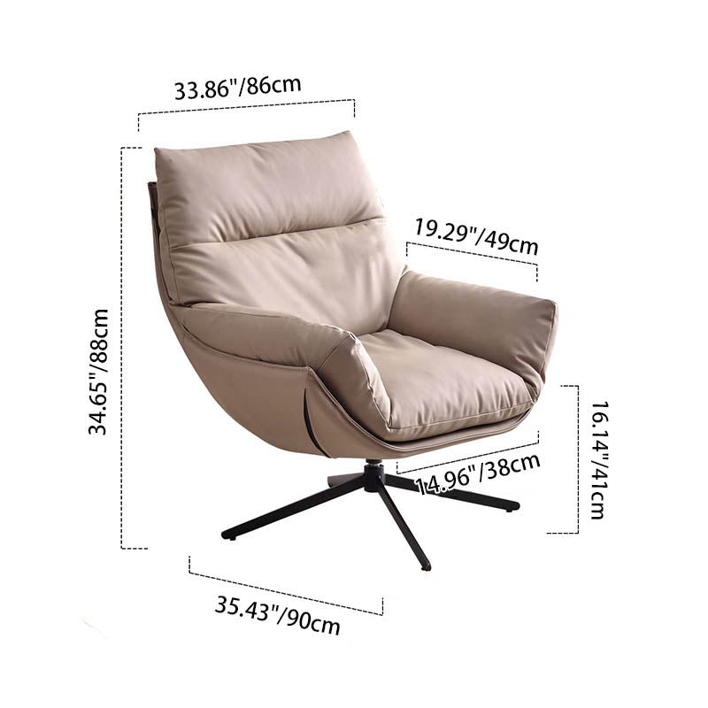 Minimalist Style &amp; High-Elastic Filling Accent Chair - Robust Support Swivel Backrest Chair For Living Room