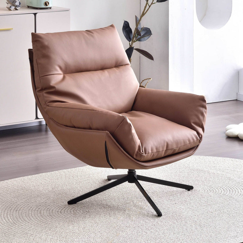 Minimalist Style & High-Elastic Filling Accent Chair - Robust Support Swivel Backrest Chair For Living Room