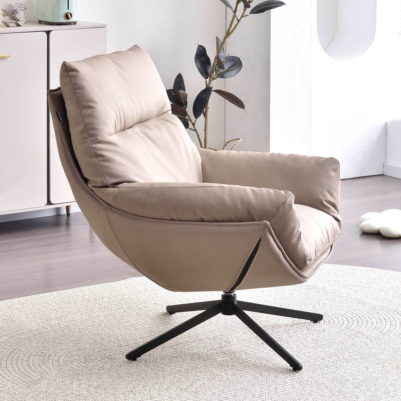 Minimalist Style & High-Elastic Filling Accent Chair - Robust Support Swivel Backrest Chair For Living Room