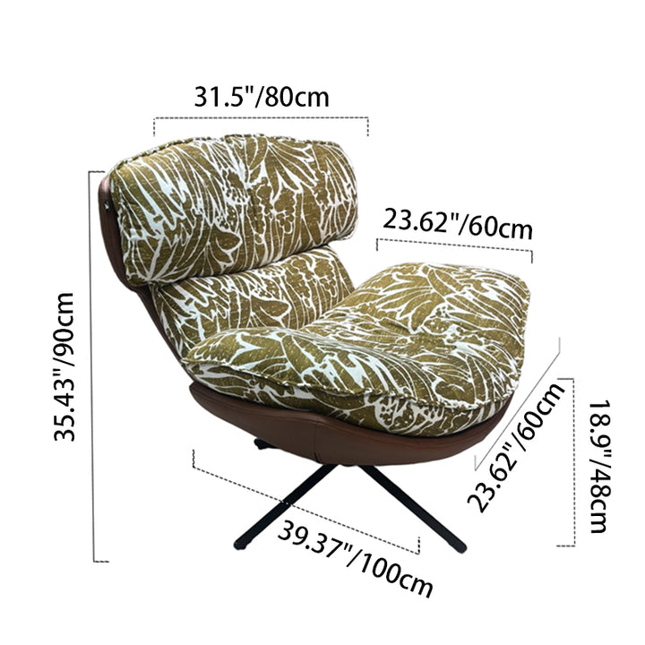 Traditional Rustic Detachable Design Accent Chair - Sturdy 360° Silent Rotation Leisure Chair For Living Room &amp; Bedroom