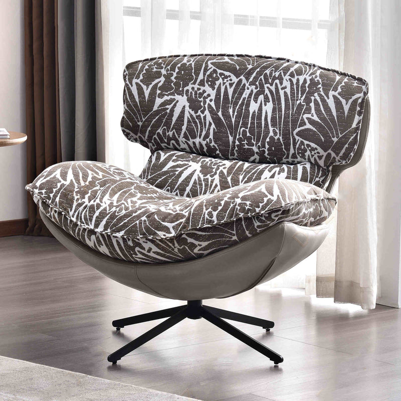 Traditional Rustic Detachable Design Accent Chair - Sturdy 360° Silent Rotation Leisure Chair For Living Room & Bedroom