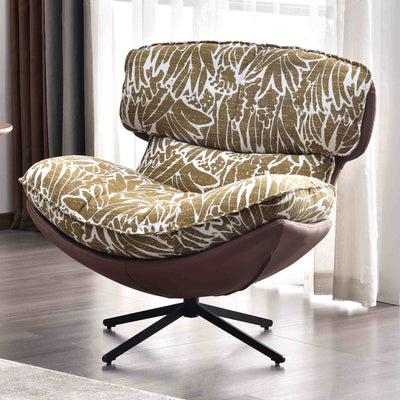 Traditional Rustic Detachable Design Accent Chair - Sturdy 360° Silent Rotation Leisure Chair For Living Room & Bedroom