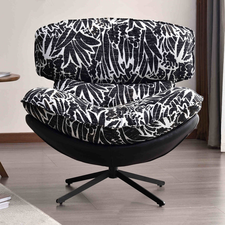 Traditional Rustic Detachable Design Accent Chair - Sturdy 360° Silent Rotation Leisure Chair For Living Room &amp; Bedroom