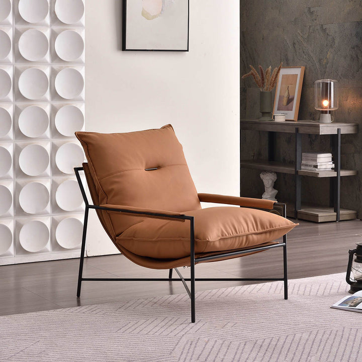 Fauteuil d’appoint au style industriel audacieux - fauteuil avec dossier et accoudoirs adaptables à plusieurs scènes pour salon et chambre 