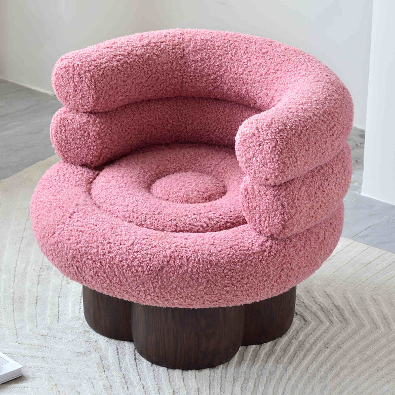 Nordic Aesthetic Swivel Sofa Chair - Cloud-Like Teddy Fleece Upholstery Accent Chair For Living Room & Bedroom