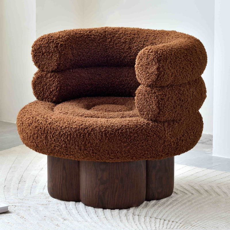 Nordic Aesthetic Swivel Sofa Chair - Cloud-Like Teddy Fleece Upholstery Accent Chair For Living Room & Bedroom