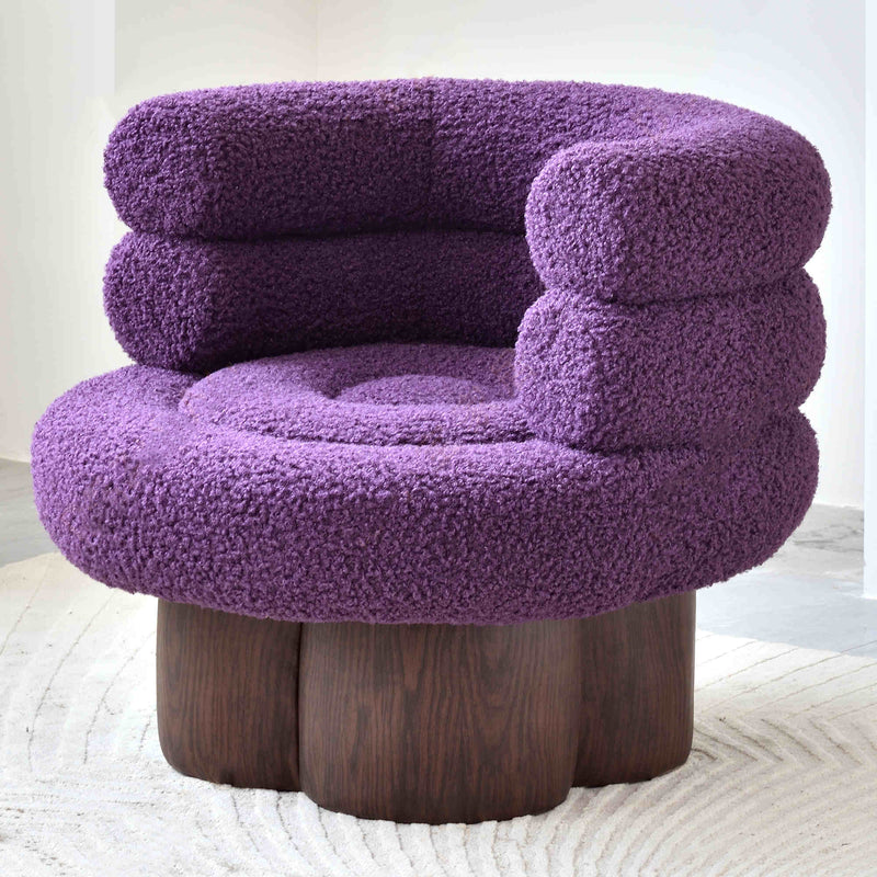 Nordic Aesthetic Swivel Sofa Chair - Cloud-Like Teddy Fleece Upholstery Accent Chair For Living Room & Bedroom