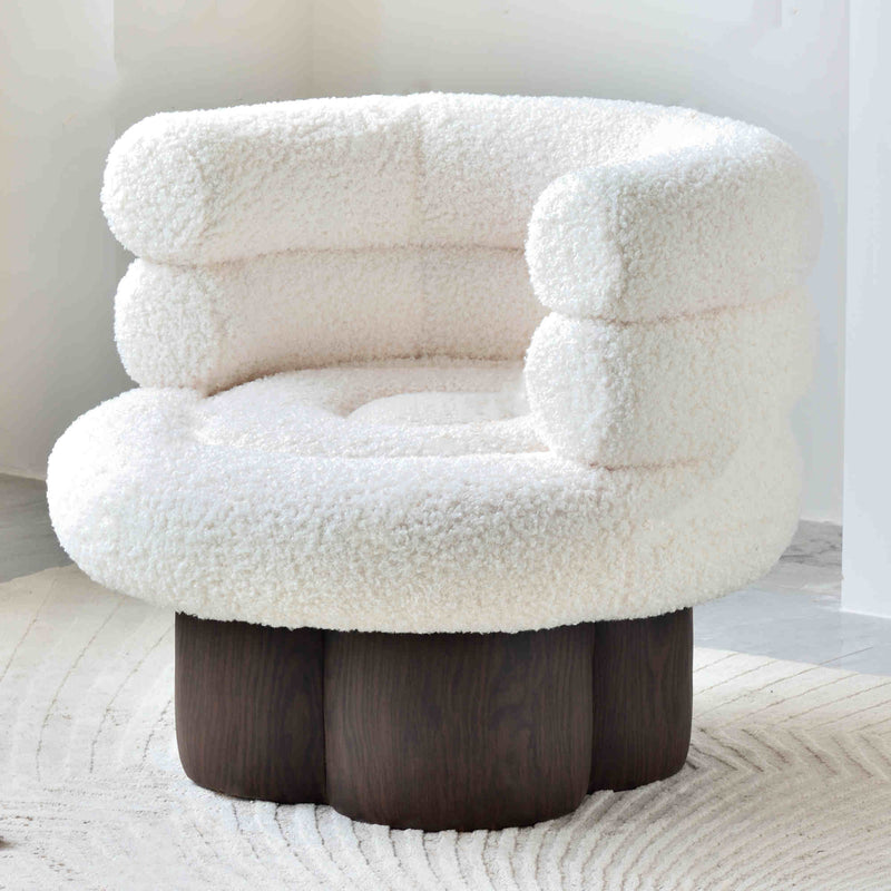 Nordic Aesthetic Swivel Sofa Chair - Cloud-Like Teddy Fleece Upholstery Accent Chair For Living Room & Bedroom