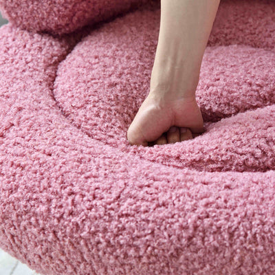 Nordic Aesthetic Swivel Sofa Chair - Cloud-Like Teddy Fleece Upholstery Accent Chair For Living Room & Bedroom