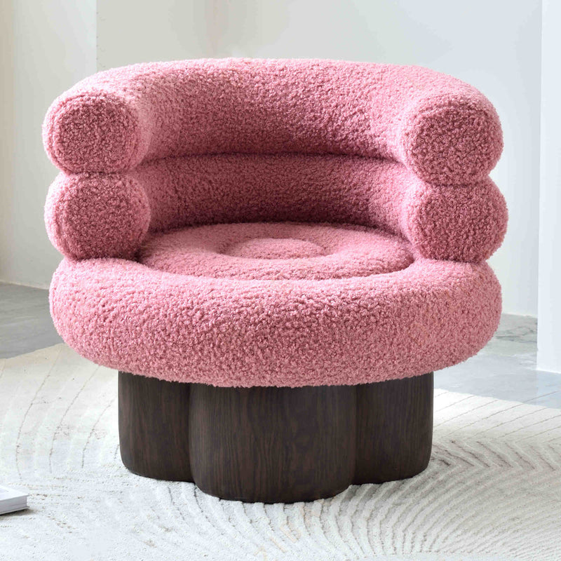 Nordic Aesthetic Swivel Sofa Chair - Cloud-Like Teddy Fleece Upholstery Accent Chair For Living Room & Bedroom