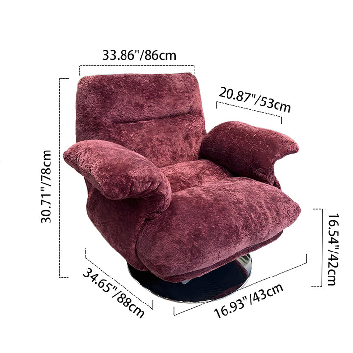 Chaise pivotante de luxe haut de gamme - fauteuil d'appoint à cadre stable à panneaux incurvés pour salon et chambre à coucher 
