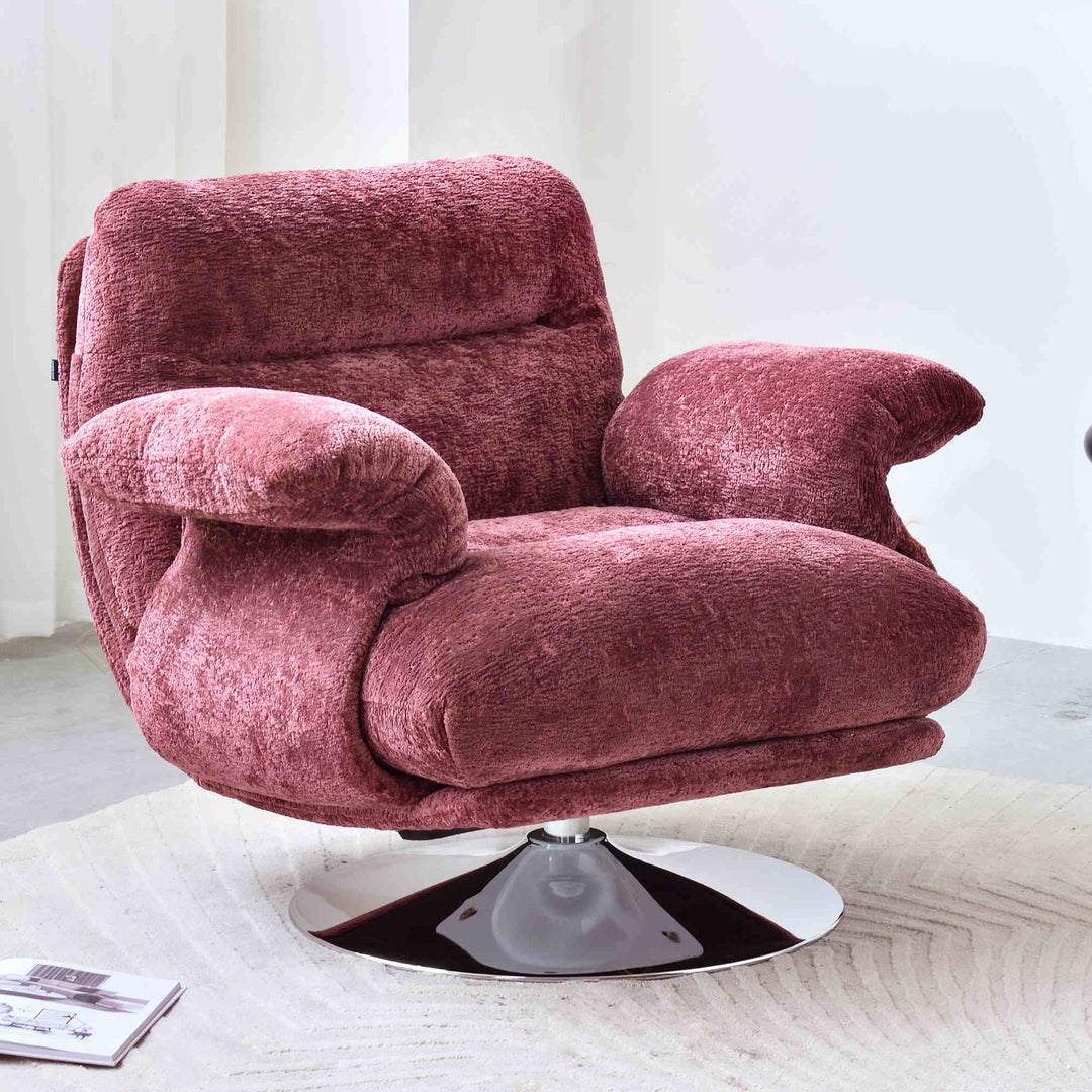 Luxury Premium Swivel Chair - Stable Curved Panel Frame Accent Chair For Living Room &amp; Bedroom