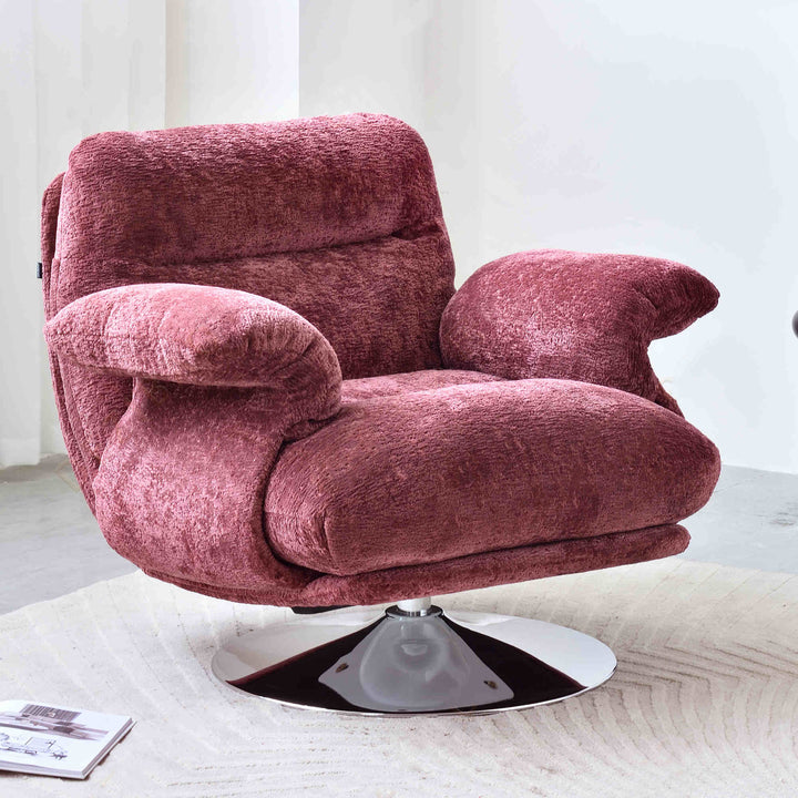 Chaise pivotante de luxe haut de gamme - fauteuil d'appoint à cadre stable à panneaux incurvés pour salon et chambre à coucher 