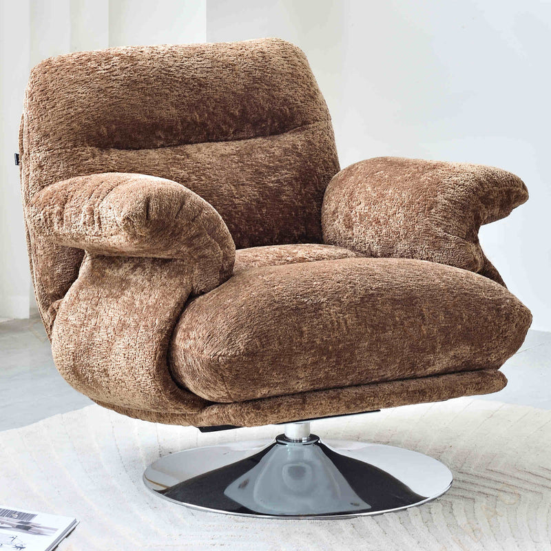 Luxury Premium Swivel Chair - Stable Curved Panel Frame Accent Chair For Living Room & Bedroom