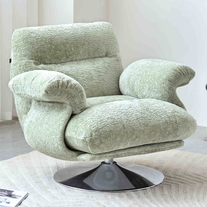Chaise pivotante de luxe haut de gamme - fauteuil d'appoint à cadre stable à panneaux incurvés pour salon et chambre à coucher 
