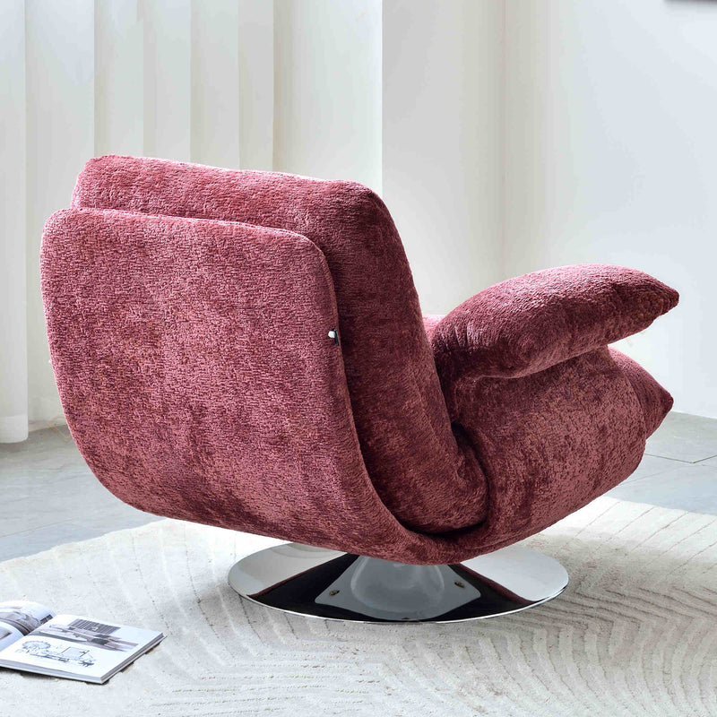 Luxury Premium Swivel Chair - Stable Curved Panel Frame Accent Chair For Living Room & Bedroom