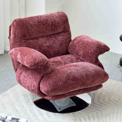 Luxury Premium Swivel Chair - Stable Curved Panel Frame Accent Chair For Living Room & Bedroom