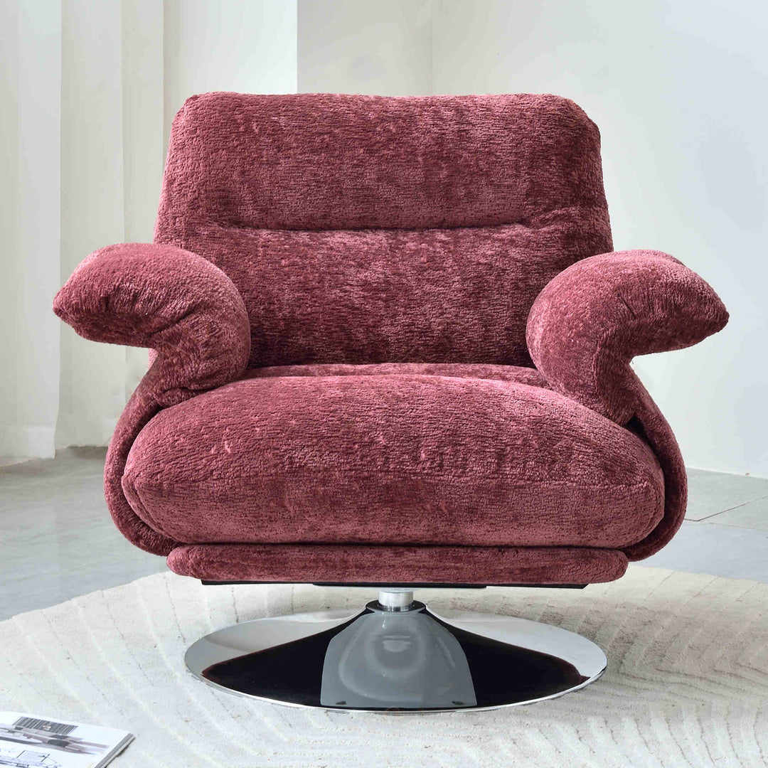 Luxury Premium Swivel Chair - Stable Curved Panel Frame Accent Chair For Living Room &amp; Bedroom