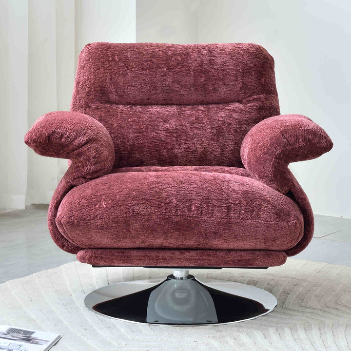 Luxury Premium Swivel Chair - Stable Curved Panel Frame Accent Chair For Living Room &amp; Bedroom