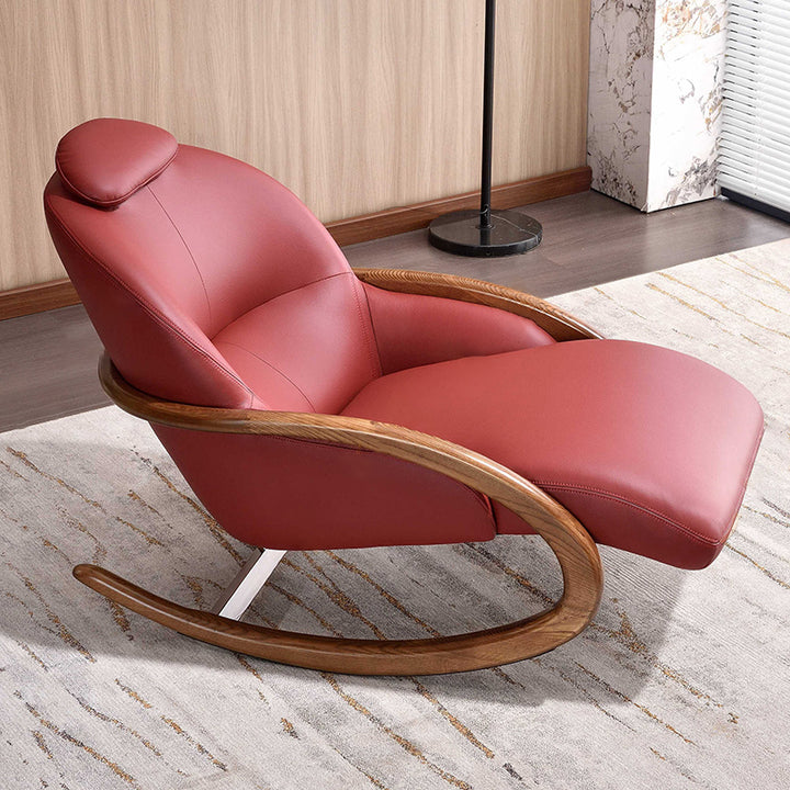 Sillón reclinable vintage nostálgico - Diseño curvado Tapicería resistente a manchas y desgaste Silla mecedora para sala de estar 