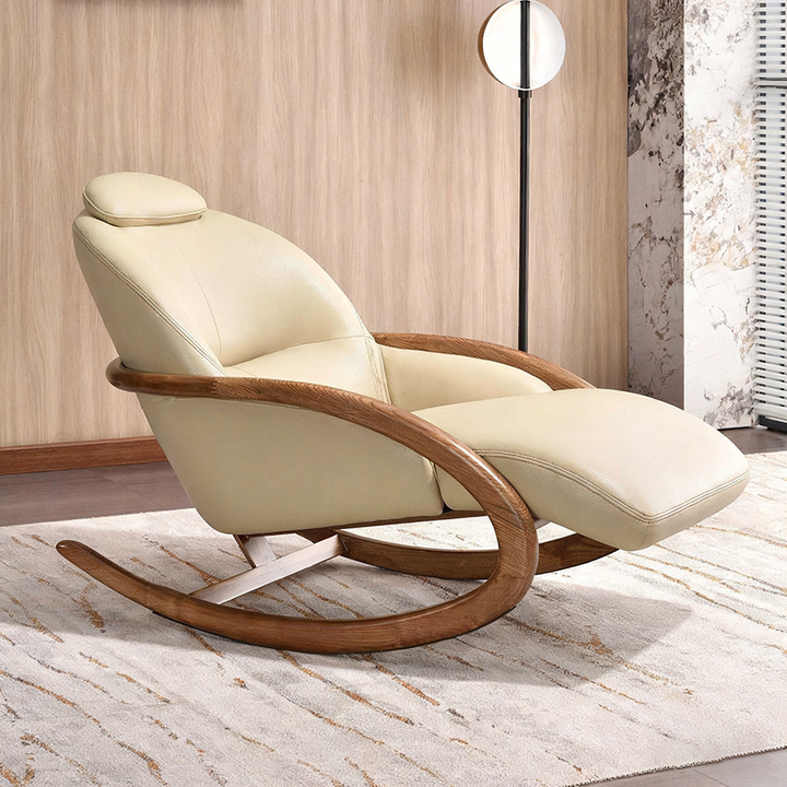 Sillón reclinable vintage nostálgico - Diseño curvado Tapicería resistente a manchas y desgaste Silla mecedora para sala de estar 