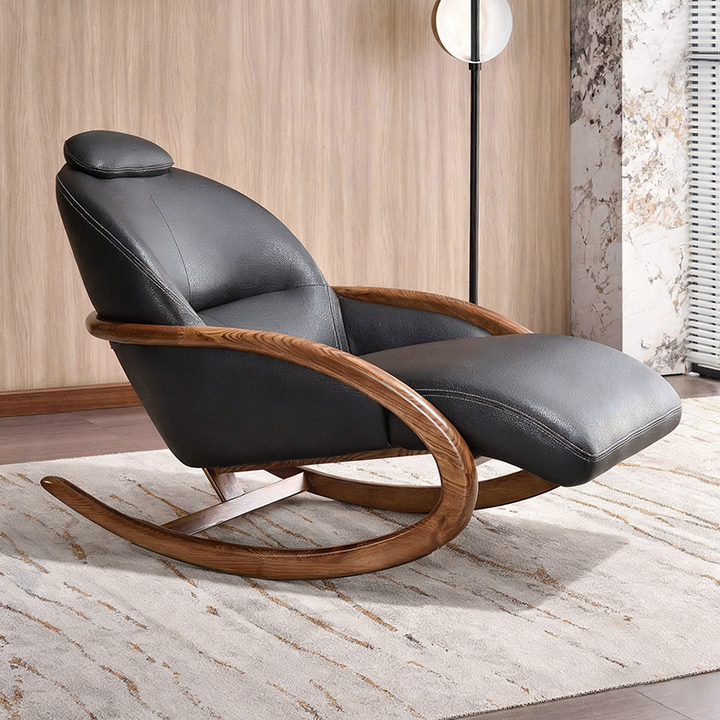 Sillón reclinable vintage nostálgico - Diseño curvado Tapicería resistente a manchas y desgaste Silla mecedora para sala de estar 