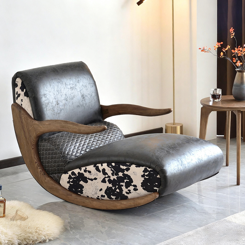 Stain & Wear-Resistant Rocking Chair - Contemporary Scandinavian Style Backrest Armrest Chair For Bedroom & Living Room