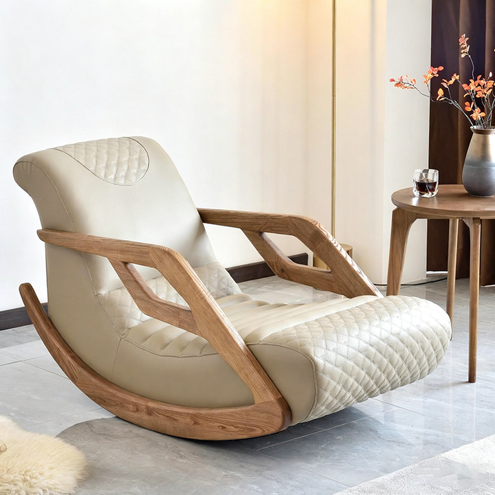 Chaise à bascule vintage intemporelle - Design ergonomique et fauteuil à balancement fluide pour chambre à coucher 