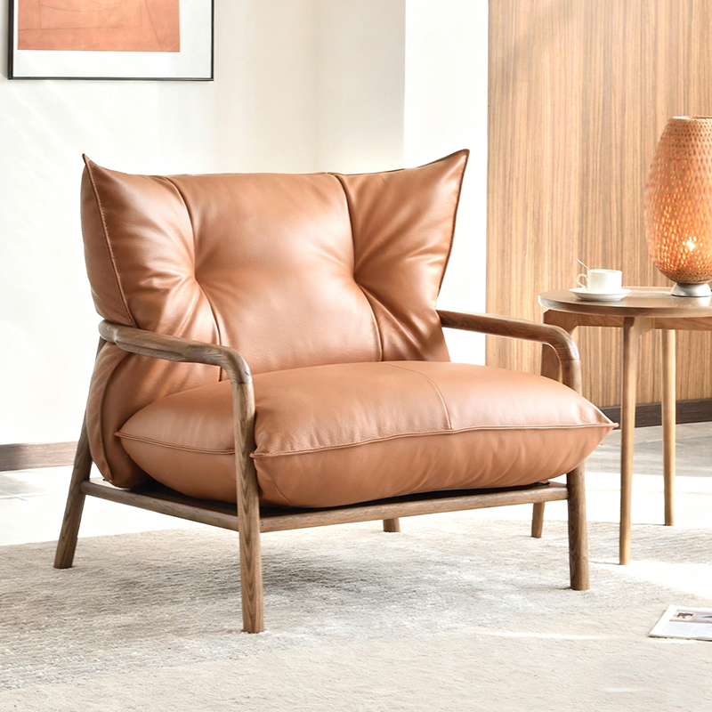 Modern Minimalist Sofa Chair - Ergonomic Design Backrest Armrest Accent Chair For Bedroom