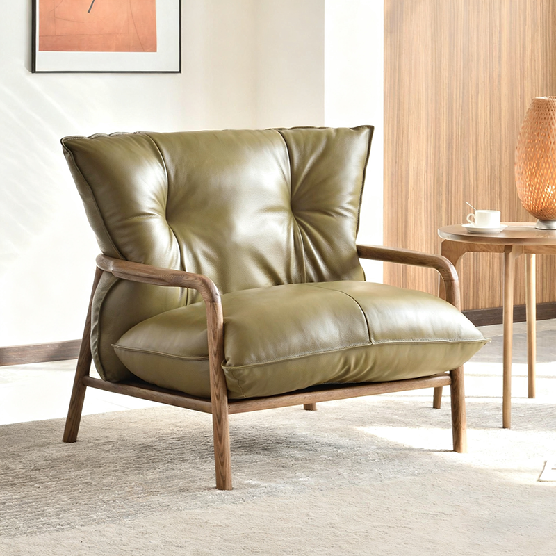 Modern Minimalist Sofa Chair - Ergonomic Design Backrest Armrest Accent Chair For Bedroom