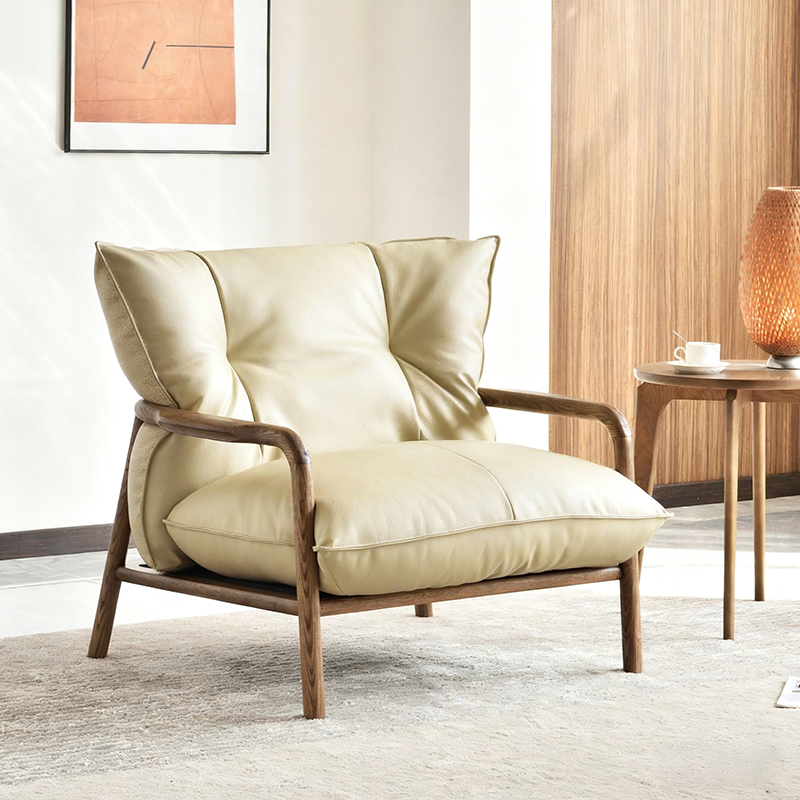 Modern Minimalist Sofa Chair - Ergonomic Design Backrest Armrest Accent Chair For Bedroom