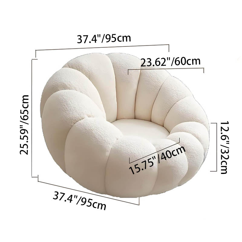 Nordic-Style Swivel Pumpkin Accent Chair - Skin-Friendly Sherpa Fabric &amp; Soft Sitting Sofa Chair For Living Room