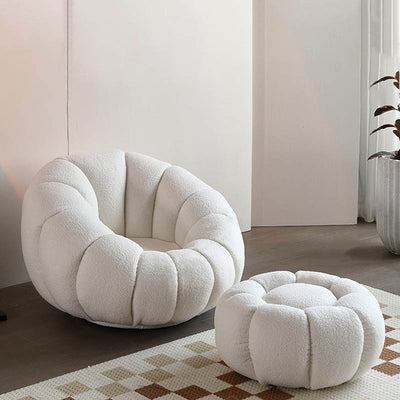 Nordic-Style Swivel Pumpkin Accent Chair - Skin-Friendly Lambswool & Soft Sitting Sofa Chair For Living Room