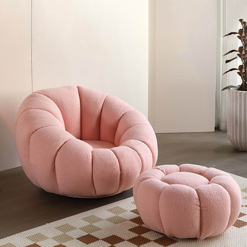 Nordic-Style Swivel Pumpkin Accent Chair - Skin-Friendly Lambswool & Soft Sitting Sofa Chair For Living Room