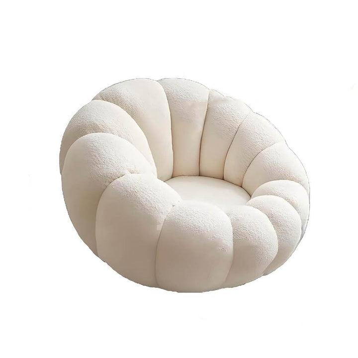 Nordic-Style Swivel Pumpkin Accent Chair - Skin-Friendly Sherpa Fabric &amp; Soft Sitting Sofa Chair For Living Room