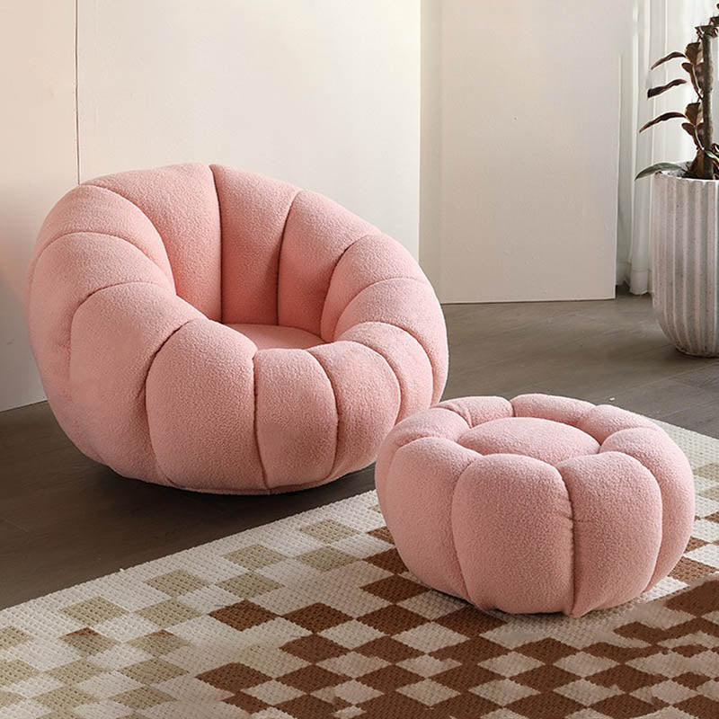 Nordic-Style Swivel Pumpkin Accent Chair - Skin-Friendly Lambswool & Soft Sitting Sofa Chair For Living Room