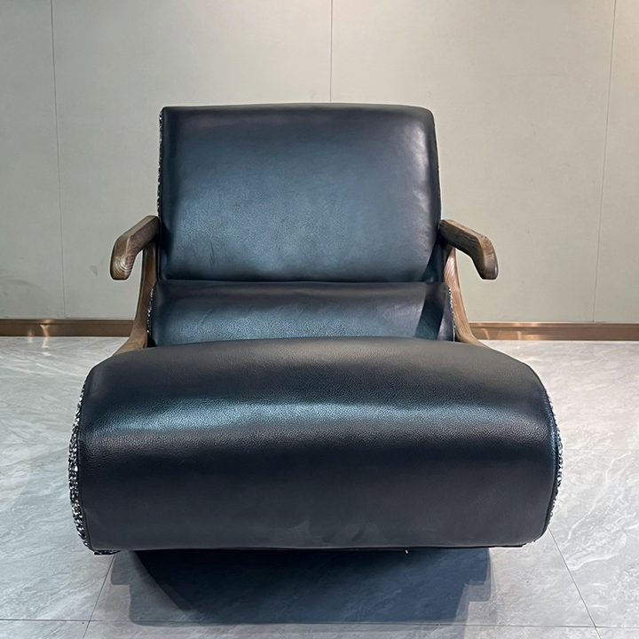 Silla de salón retro atemporal - Respaldo y reposabrazos de cuero genuino resistente para dormitorio 