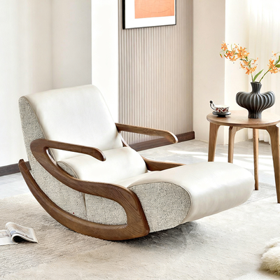 Timeless Retro Lounge Chair - Sturdy Genuine Leather Backrest Armrest For Bedroom